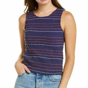 Madewell Texture & Thread Rainbow-Stitch Smocked Tank Top